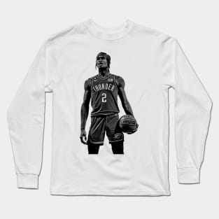 Shai Gilgeous-Alexander || Vintage pencil Drawing Long Sleeve T-Shirt